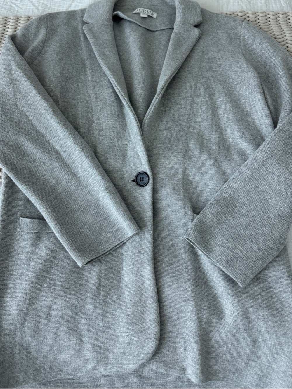 J. Crew Light Gray Knit Single-Button Blazer